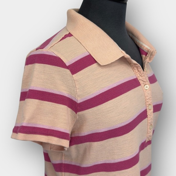 American Eagle Pink & Cream Striped Polo Shirt Women's XL Slim Fit (Runs Small) - Picture 8 of 9
